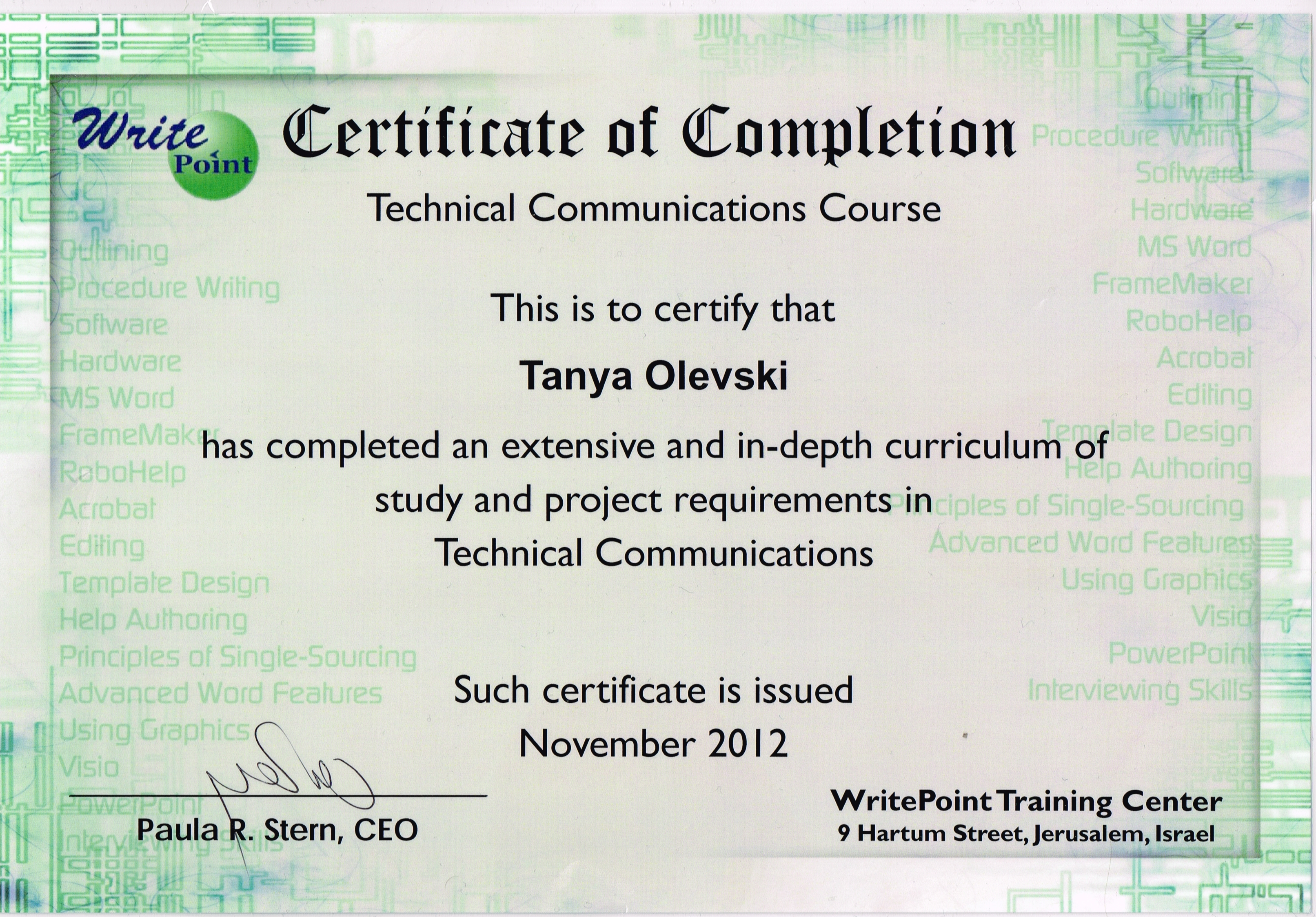 Technical writing certification programs